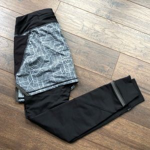 Athleta Reflective Geo 2in1 powder peak tights